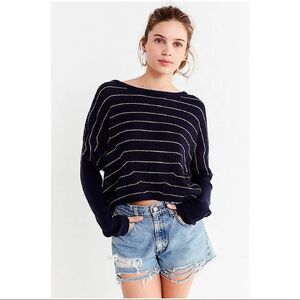 Urban Outfitters-Stripped Dolman Sleeve Lightweight Pullover (size:Large)